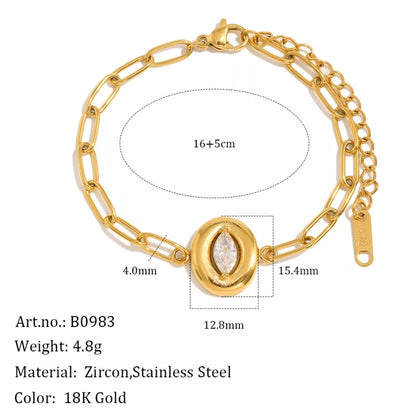 18K Gold-Plated Chain Bracelet - Gold - View 4