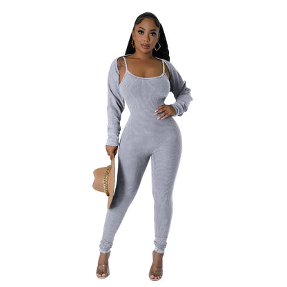 U-neck tight jumpsuit set