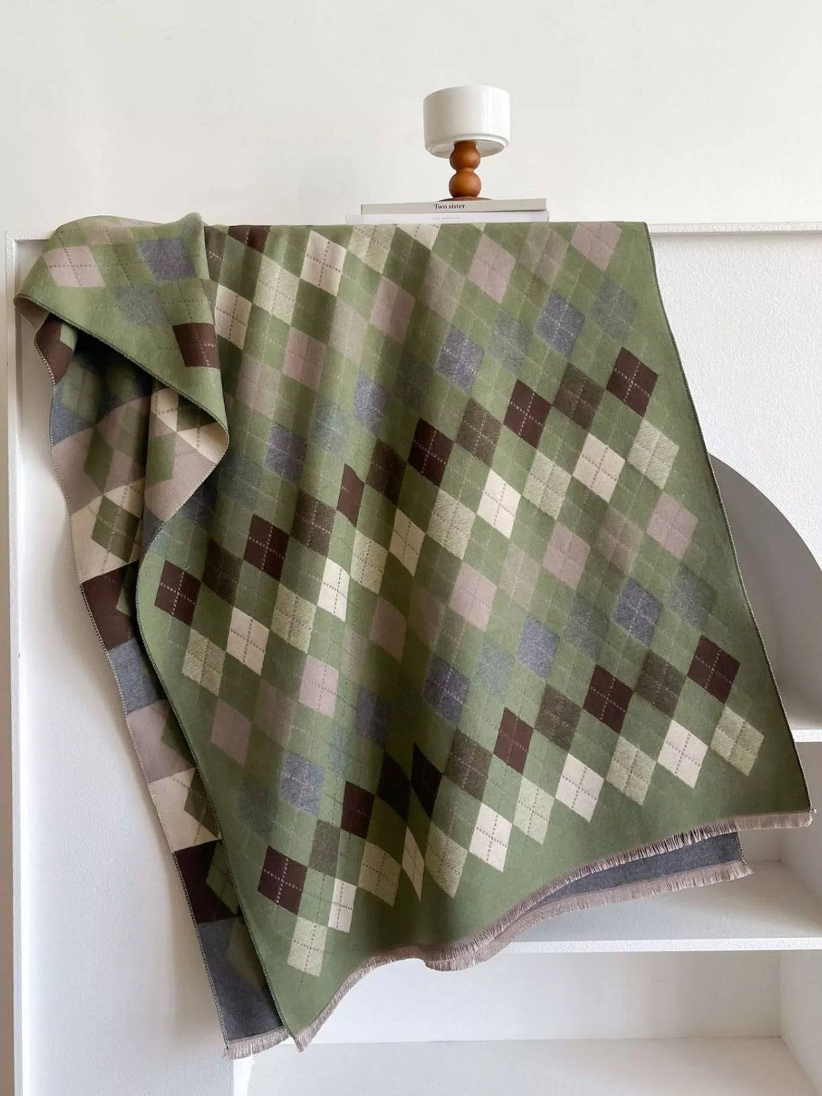 Diamond Pattern Warm Scarf - Style D - View 8