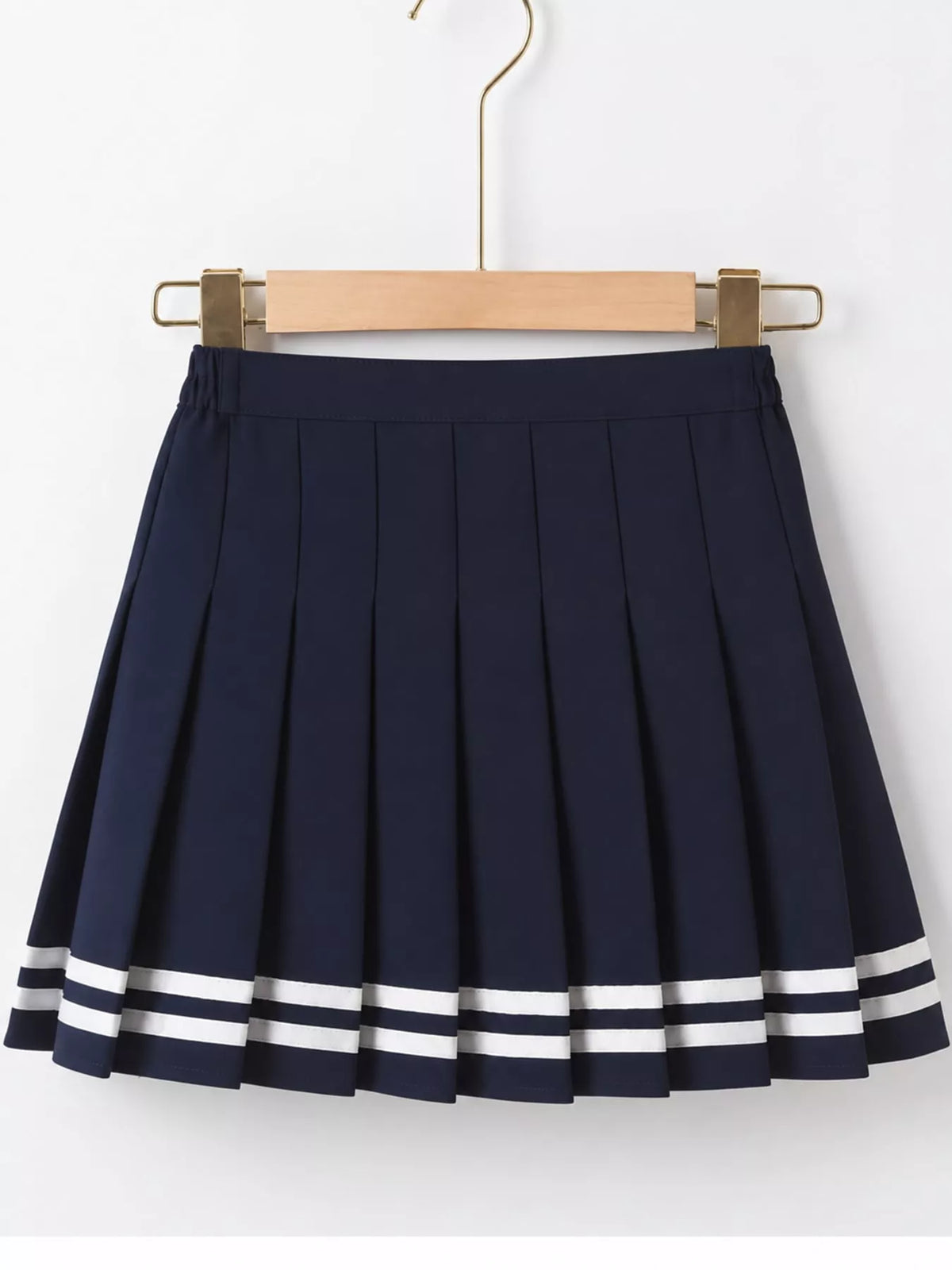 Pleated Striped Skirt - Black And White - Striped With Built-in Shorts - View 6