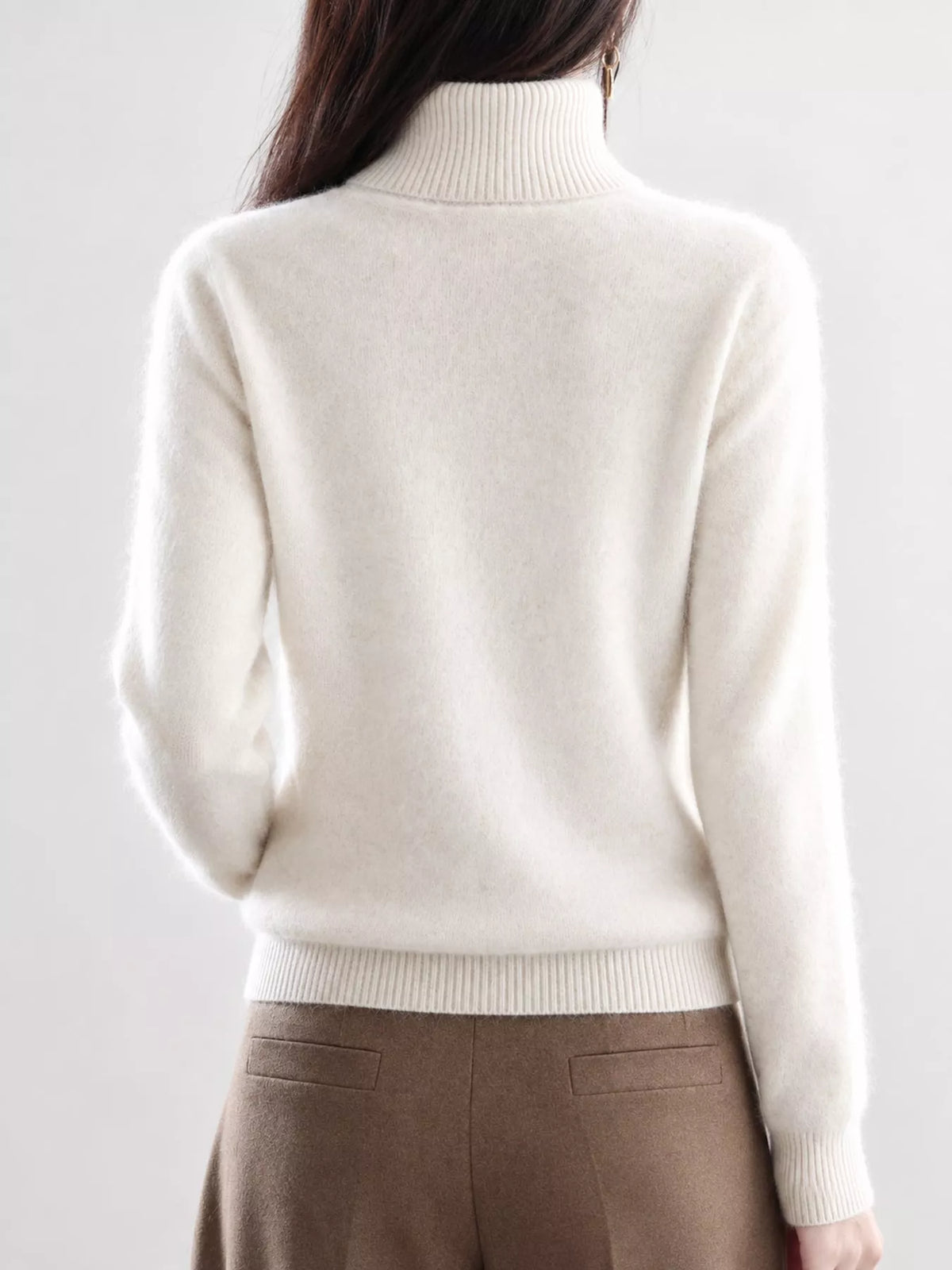 Full Size Turtleneck Long Sleeve Sweater Plus Size - Beige Camel - View 3