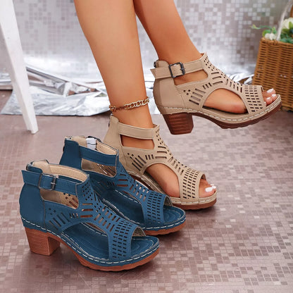 Open Toe Block Heels Sandals - Color comparison - View 1