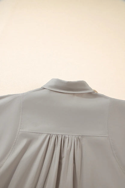Button Up Lantern Sleeve Shirt - Gray - View 8