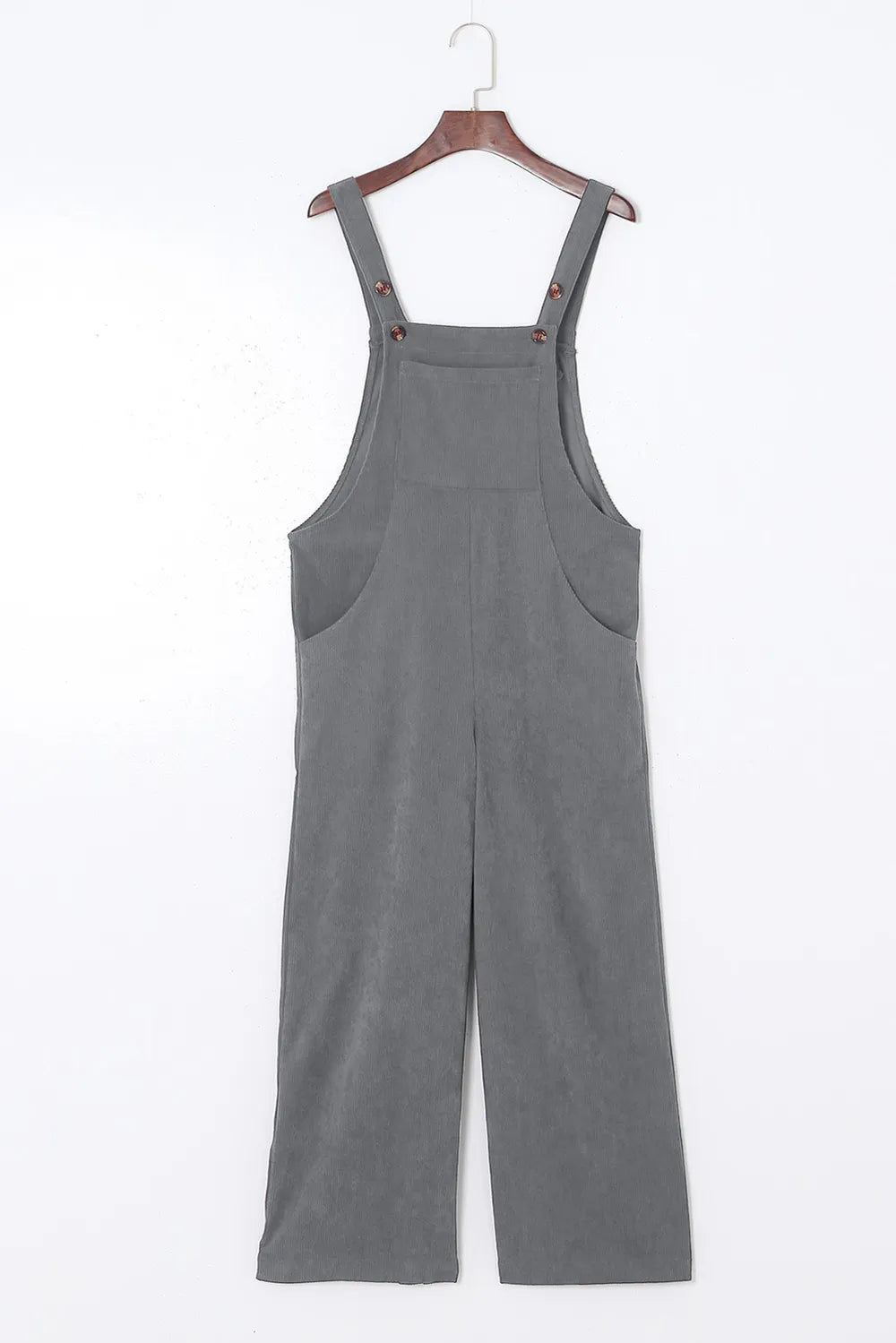 Pocketed Wide Leg Overall - Dark Gray - View 5