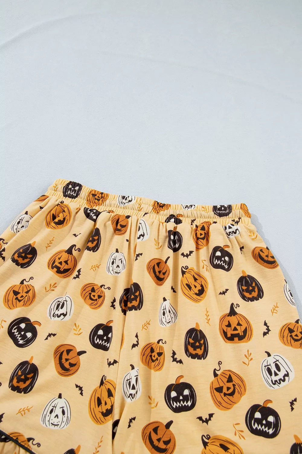 Halloween Pumpkin Print Long Sleeve Two Piece Lounge Set - Gold - View 9