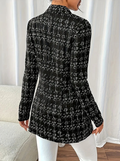 Tweed Double-Breasted Blazer - Black - View 2
