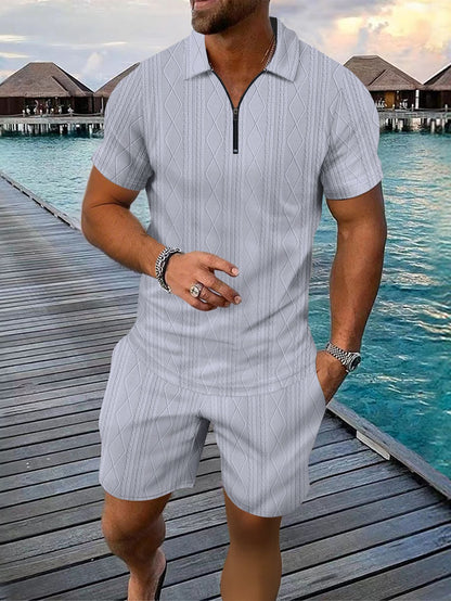 Men's polo shirt casual short sleeved shorts sports suit