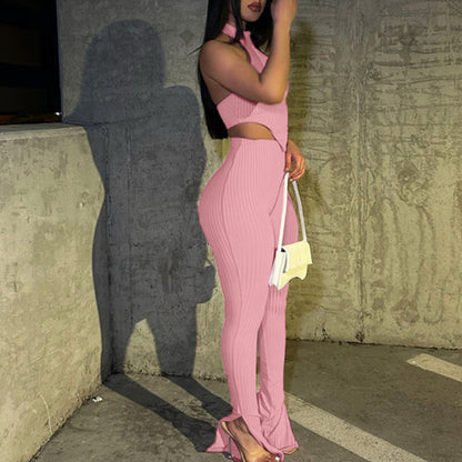 Sleeveless top and pants two-piece set for women