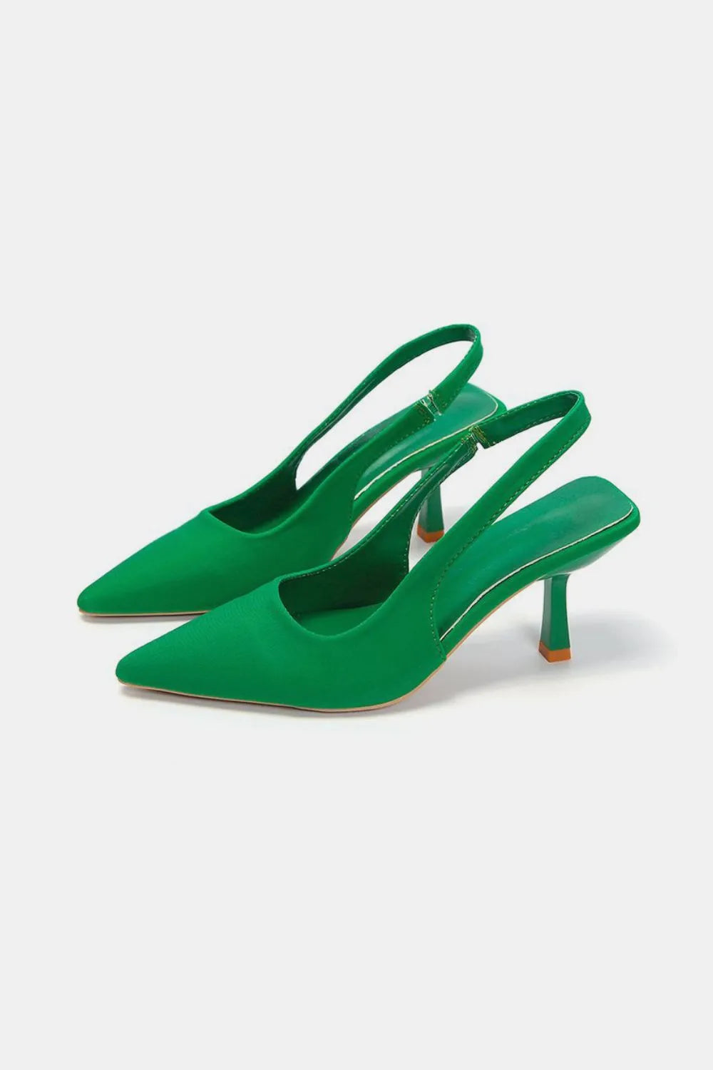PU Leather Point Toe Pumps - Dark Green - View 6