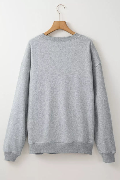 PUMPKIN SEASON Oversized Pullover Sweatshirt - Gray - View 6