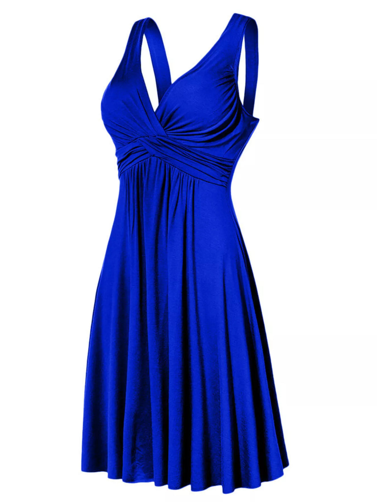 Full Size Twisted Sleeveless Ruched Waist A-Line Dress Plus Size - Blue - View 1