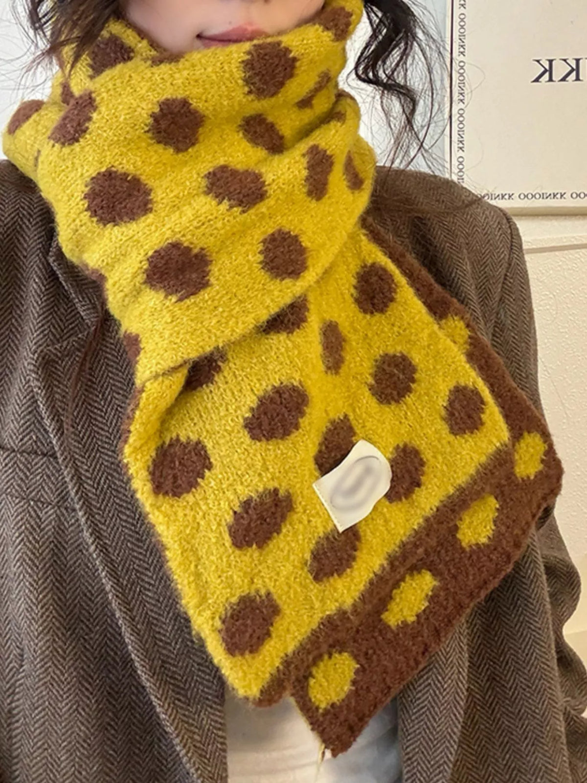 Polka Dot Knitted Scarf - Sherbet - View 7