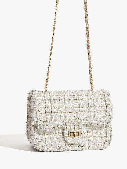 Tweed Chain Shoulder Bag - White - View 2