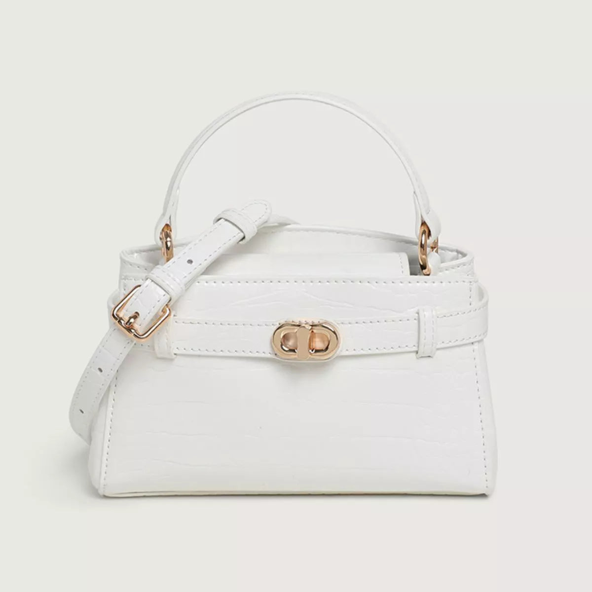 Crocodile-Embossed Crossbody Bag - Milky White - View 5