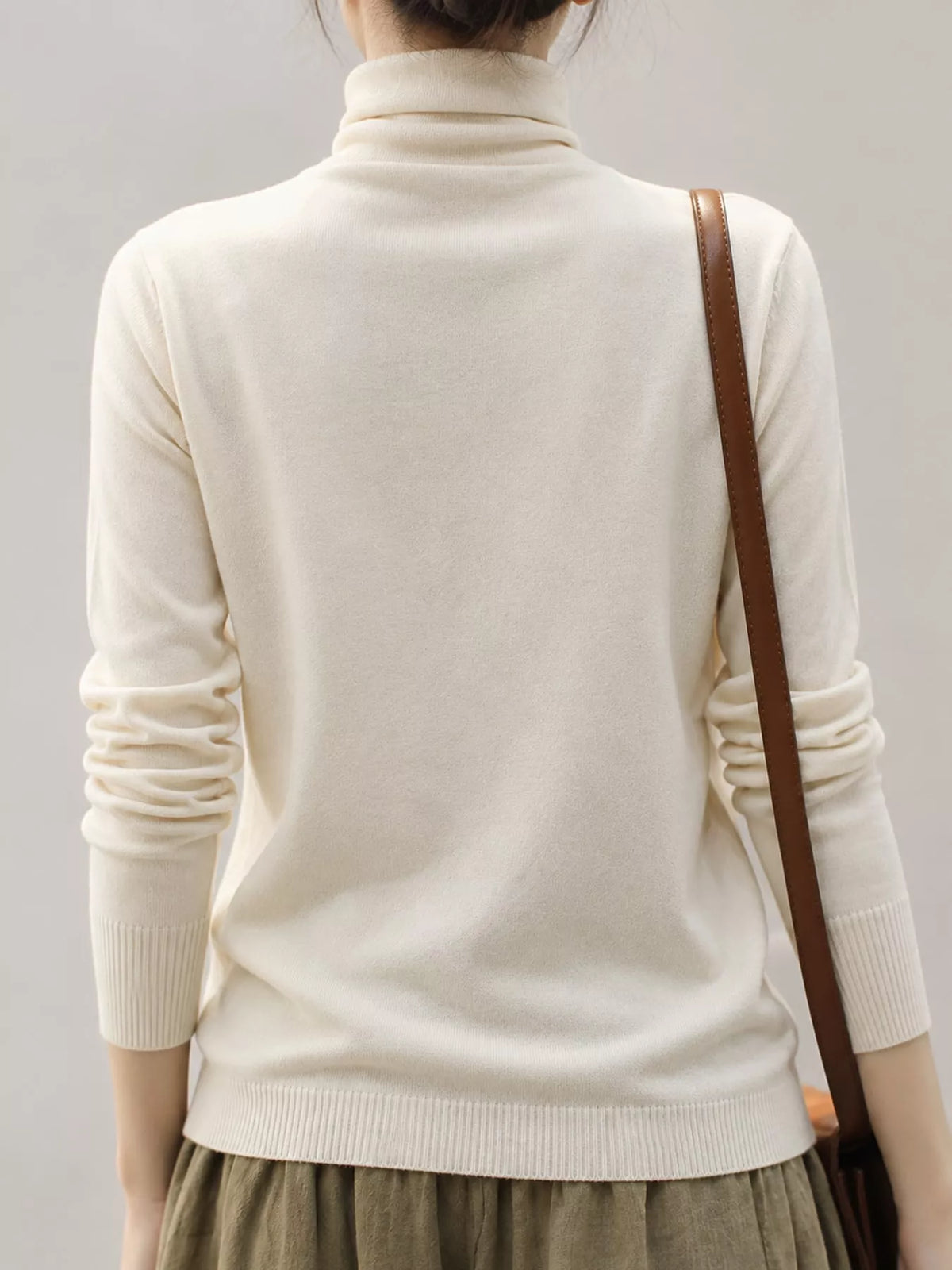 Full Size Slim-Fit Turtleneck Knit Top Plus Size - Beige - View 48