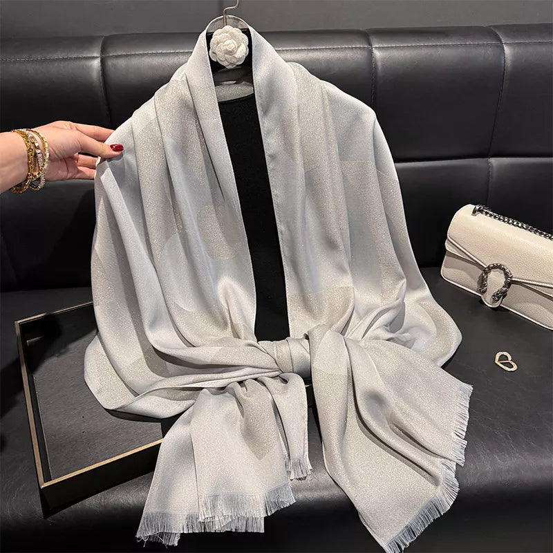 Lightweight Raw Hem Scarf - Light Gray - View 5