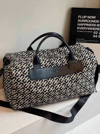 Geometric Pattern Travel Bag - Black - View 4