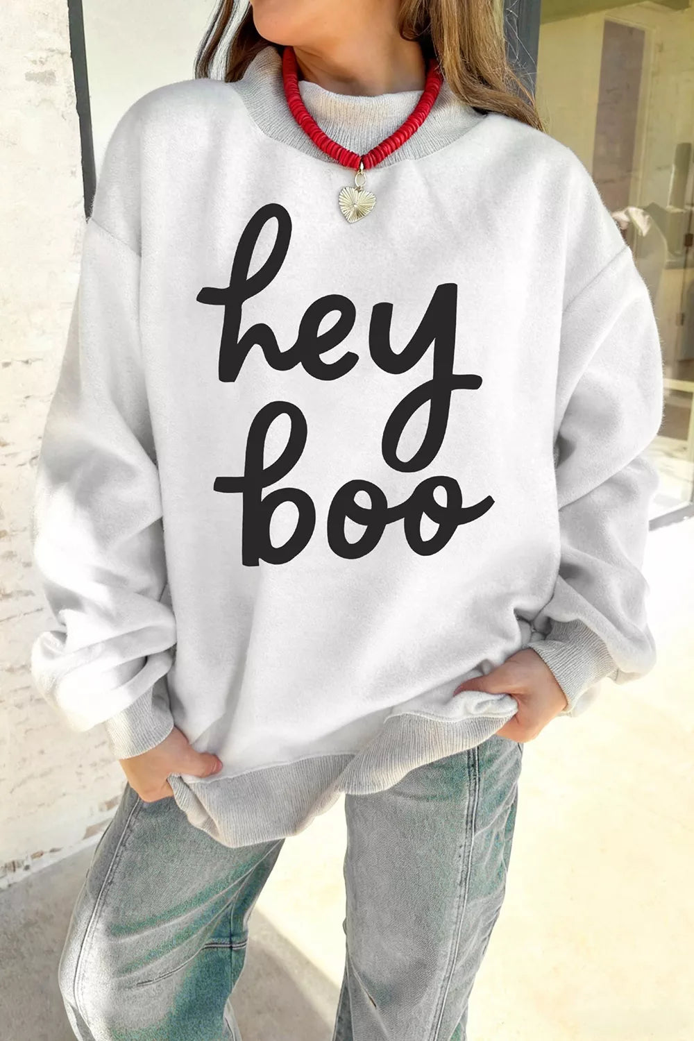 Reversible Halloween Graphic Mock Neck Tunic Sweatshirt - All Colors - View 6