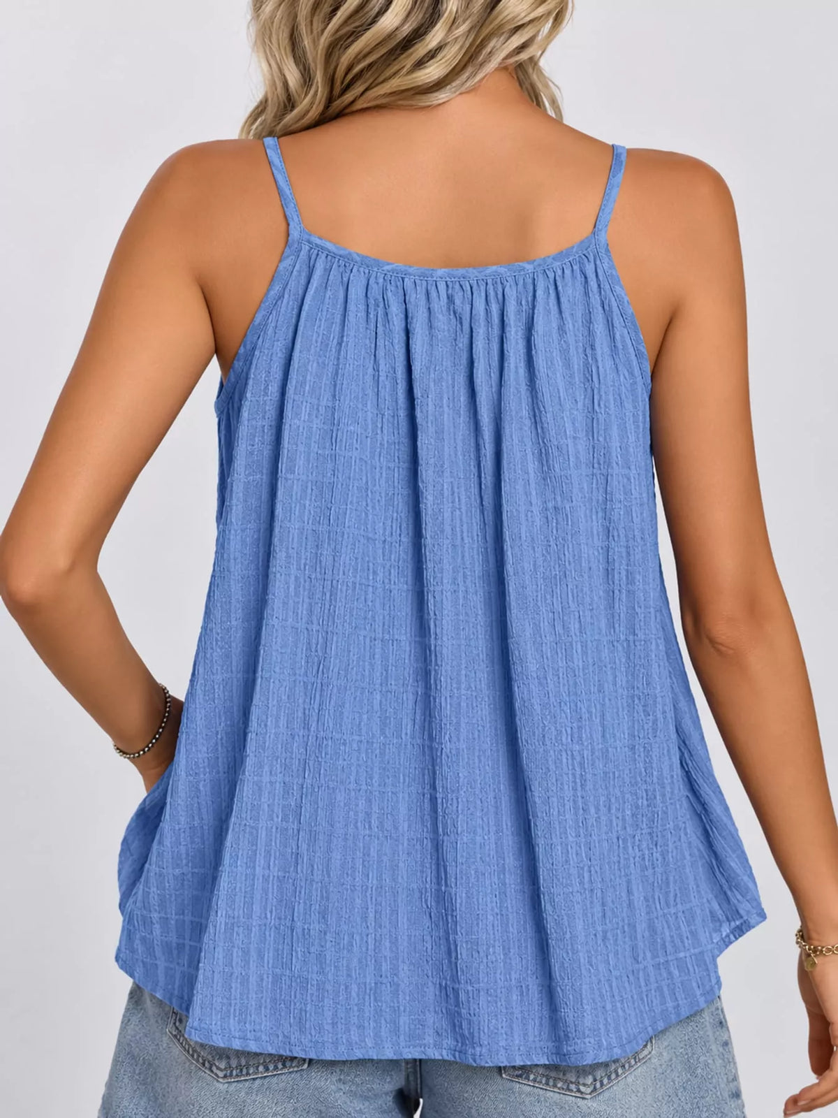 Casual Textured Cami - Sky Blue - View 9