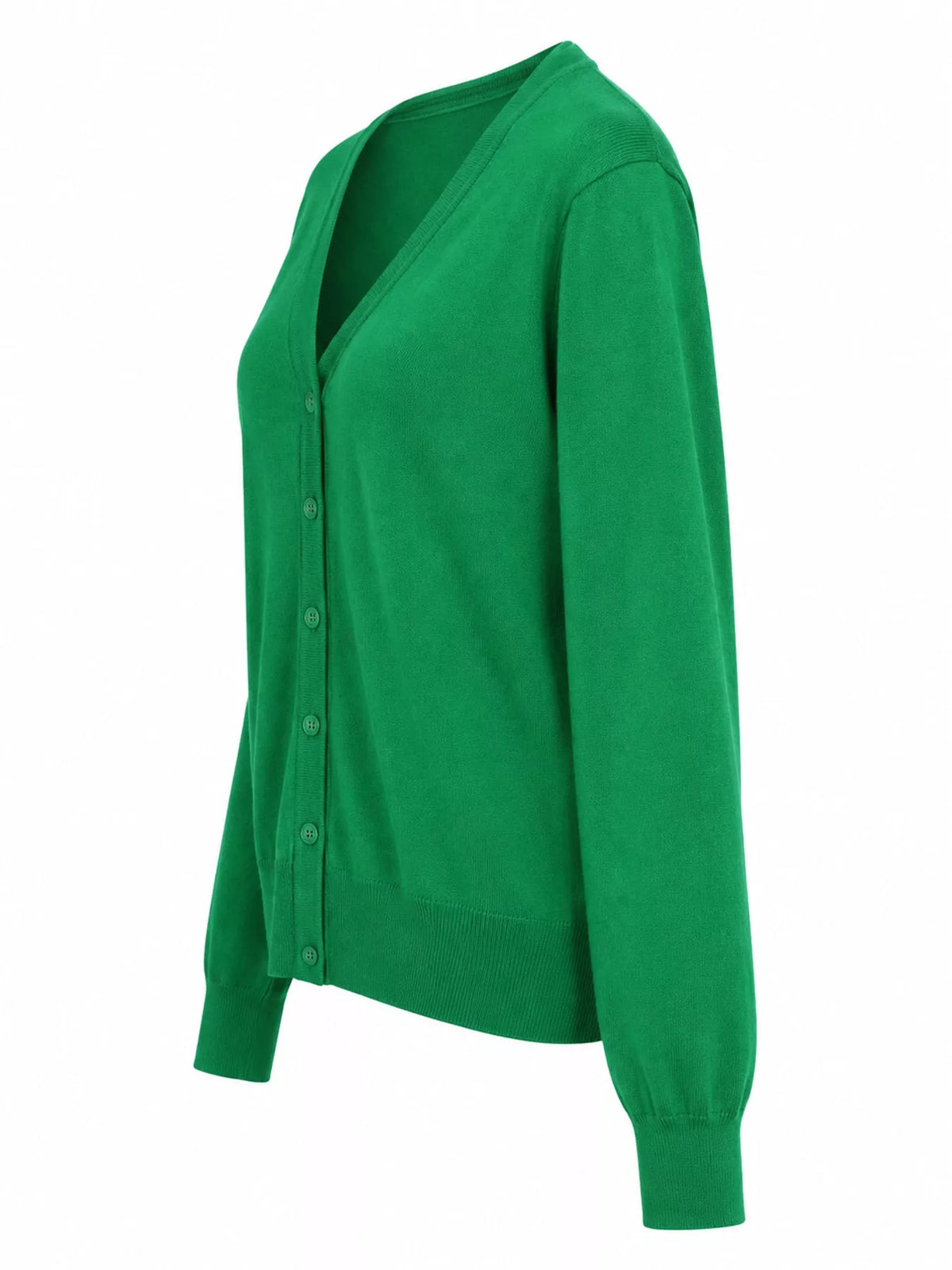 Classic V-Neck Button-Down Knit Cardigan - Grass Green - View 39
