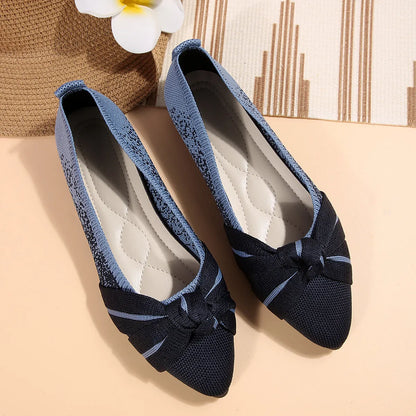Contrast Point Toe Flats Slip-Ons - Dark Navy - View 3