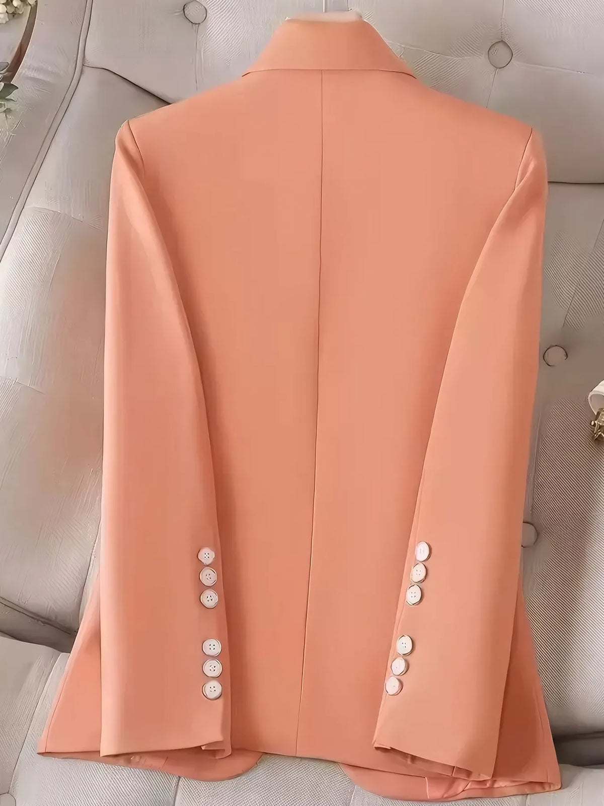 Single-Button Long Sleeve Blazer - Burnt Coral - View 2