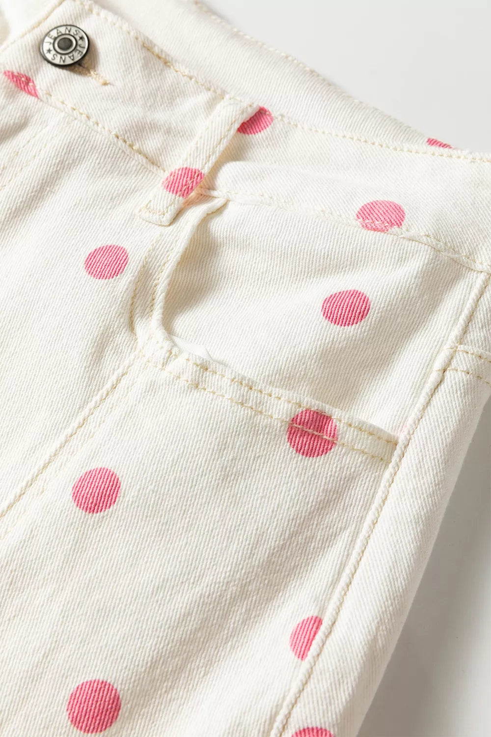Polka Dot Wide-Leg Jeans - Blush Pink - View 9