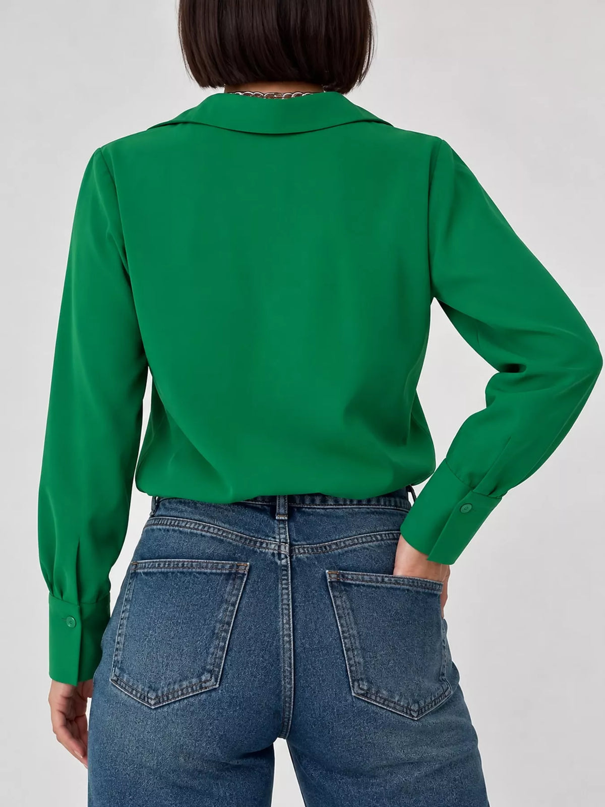 Button Up Long-Sleeve Shirt - Green - View 15