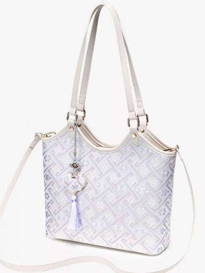 Geometric Pattern Shoulder Bag - Pink Purple - View 5