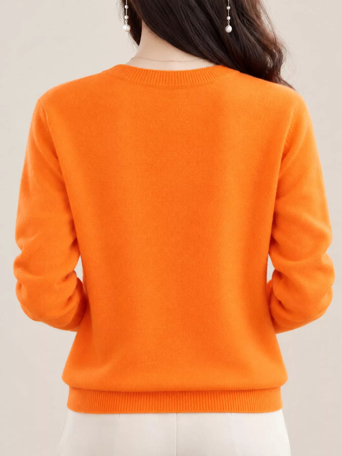 Crew-Neck Button-Down Cardigan - Hermès Orange - View 73
