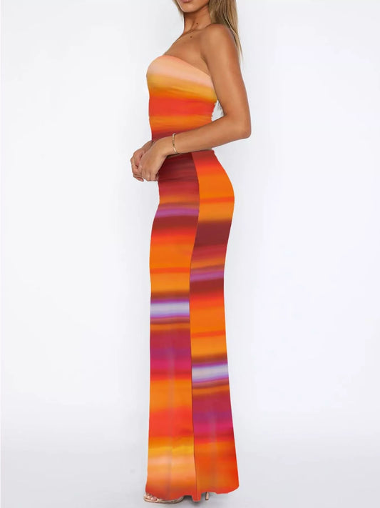 Striped Tube Top and Skirt Set - product photo 2