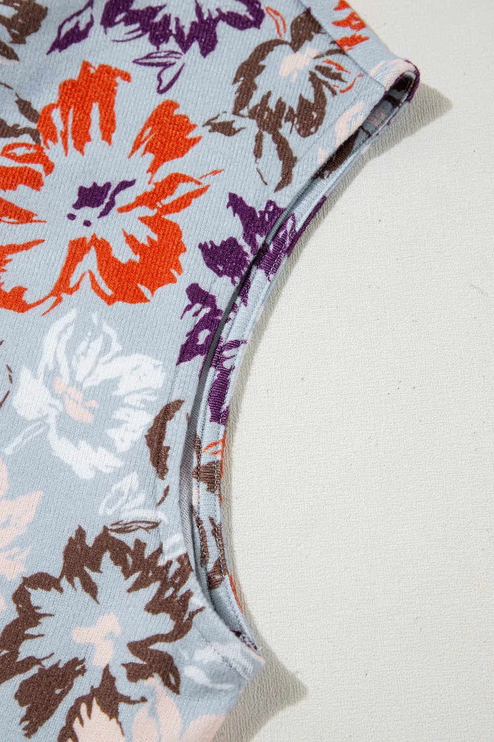 Floral Sleeveless Button Front Wide Leg Jumpsuit - Floral - View 8