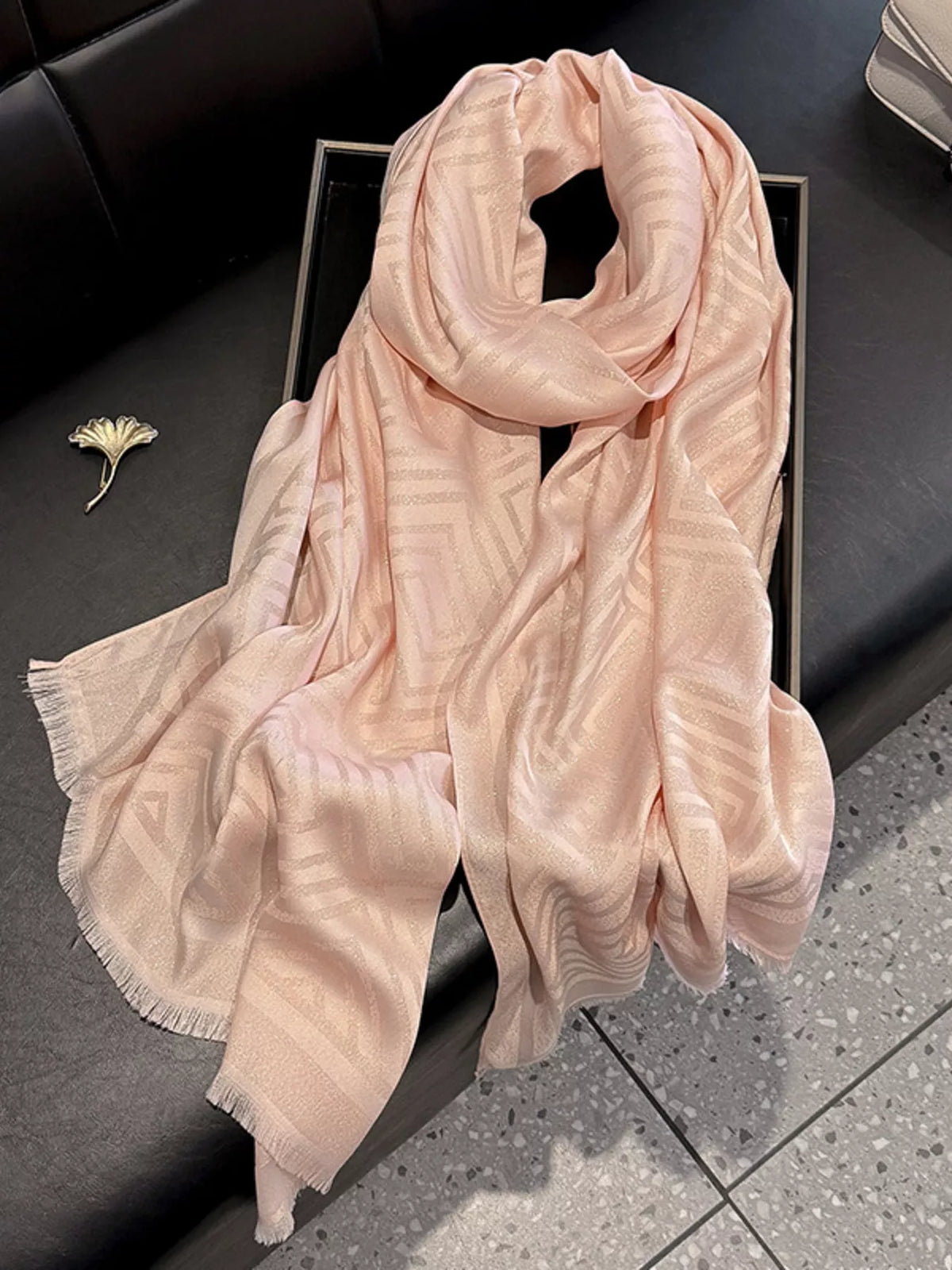 Raw Hem Lightweight Scarf - Pink - View 5