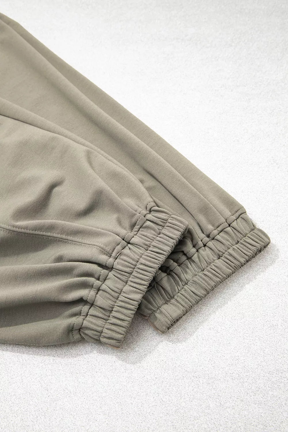 Elastic Waist Drawstring Wide Leg Full Length Pants - Army Green - View 8