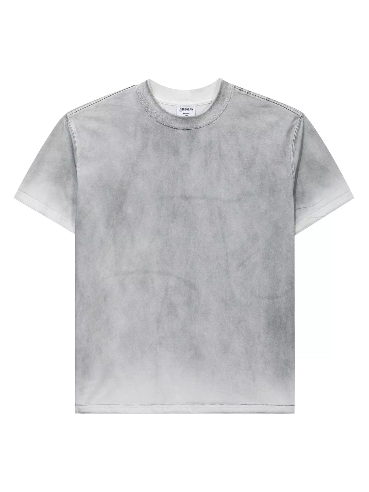 Men's Washed Round Neck Short Sleeve T-Shirt - White Gray - View 4