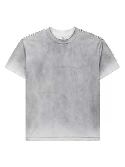 Men's Washed Round Neck Short Sleeve T-Shirt - White Gray - View 4