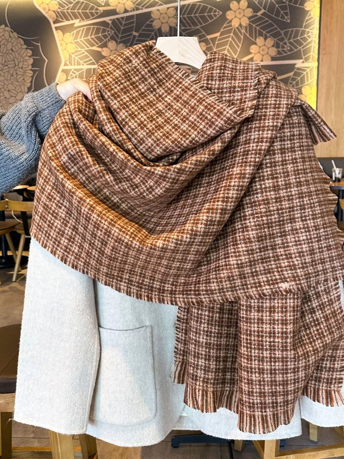 Plaid Warm Scarf - Sherbet - View 2