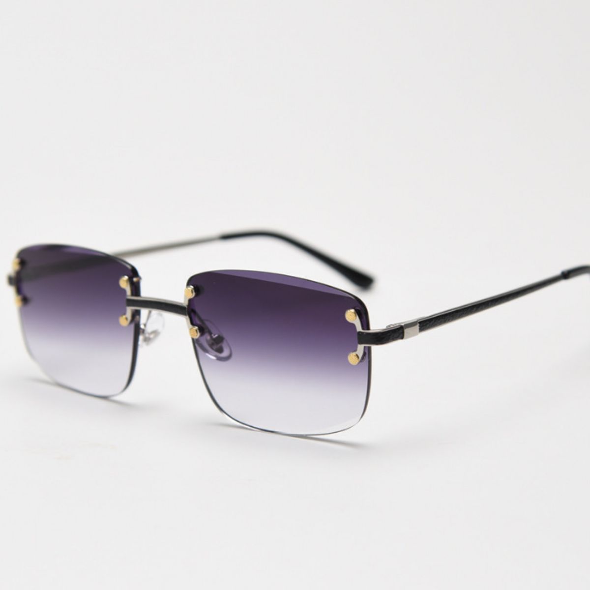 Rimless Gradient Tinted Sunglasses - Black - View 3