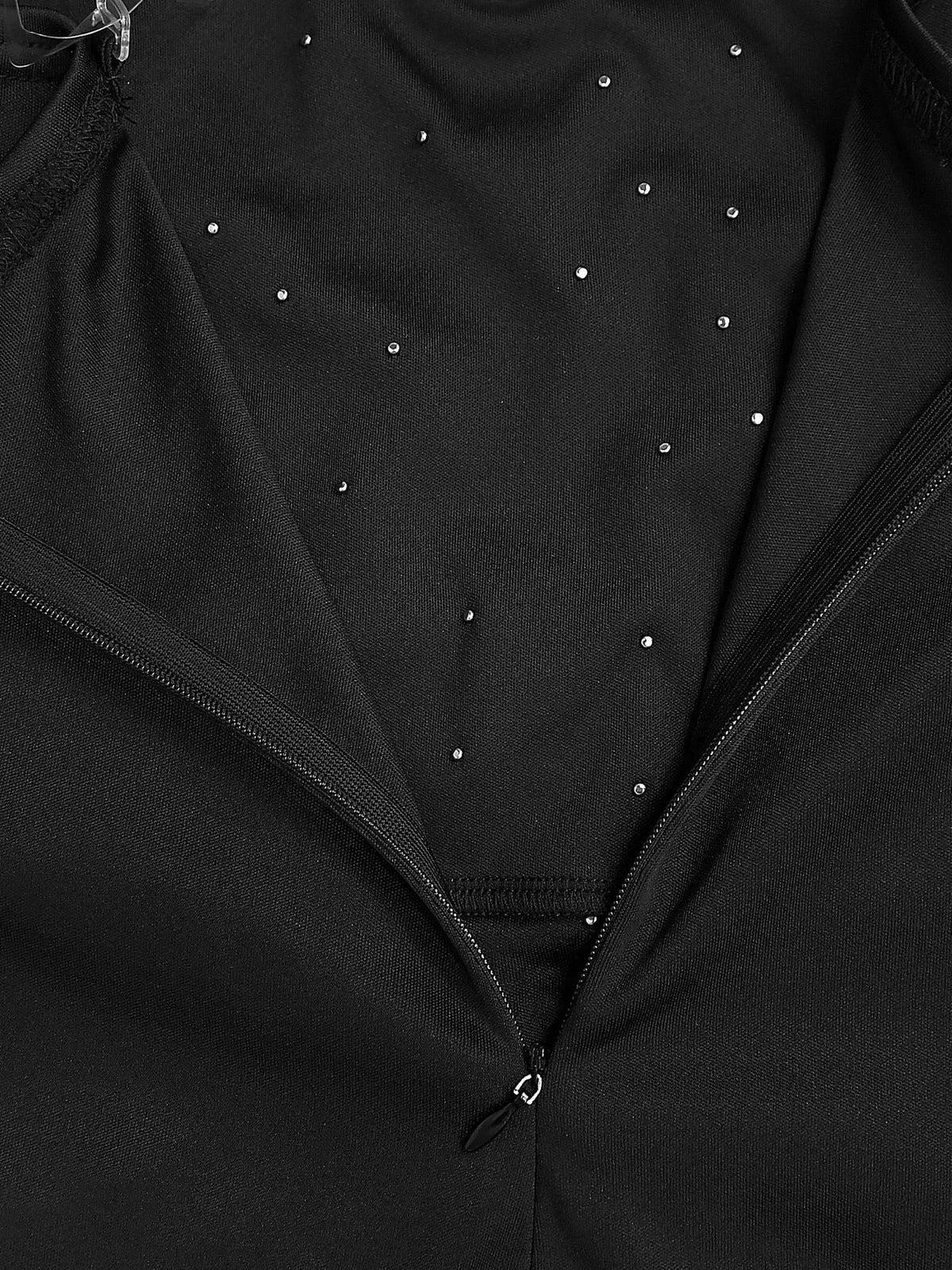 Rhinestone Pearl Detail One-Shoulder Mermaid Maxi Dress - Black - View 12