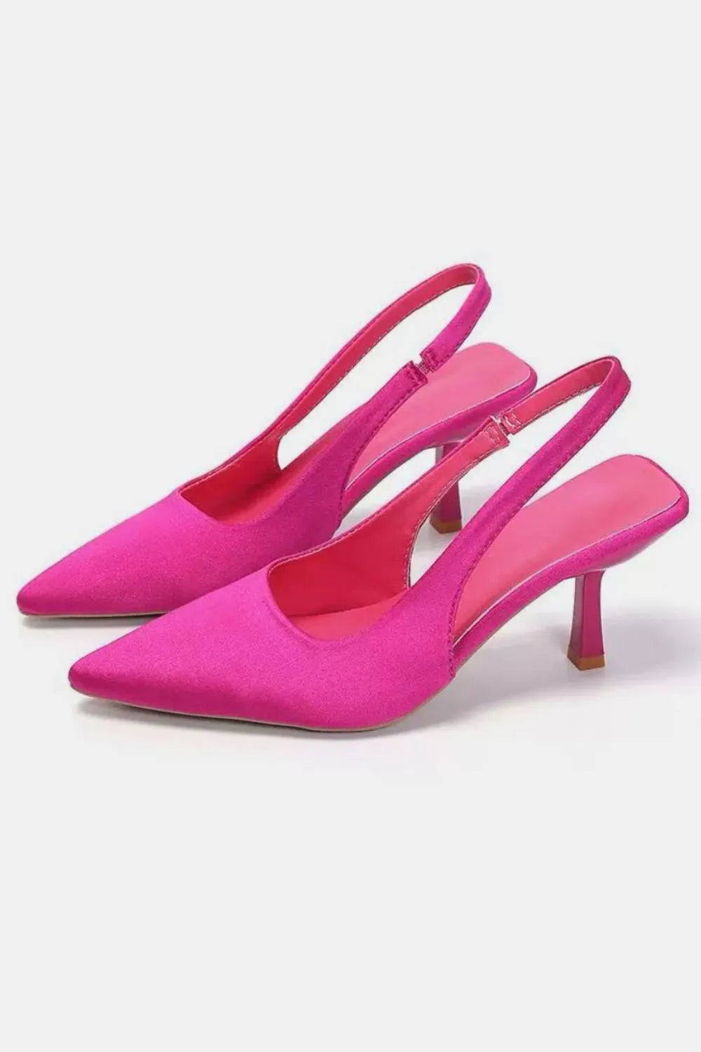 PU Leather Point Toe Pumps - Hot Pink - View 3