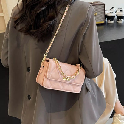 Quilted Chain Strap Crossbody Bag - Pink - View 4