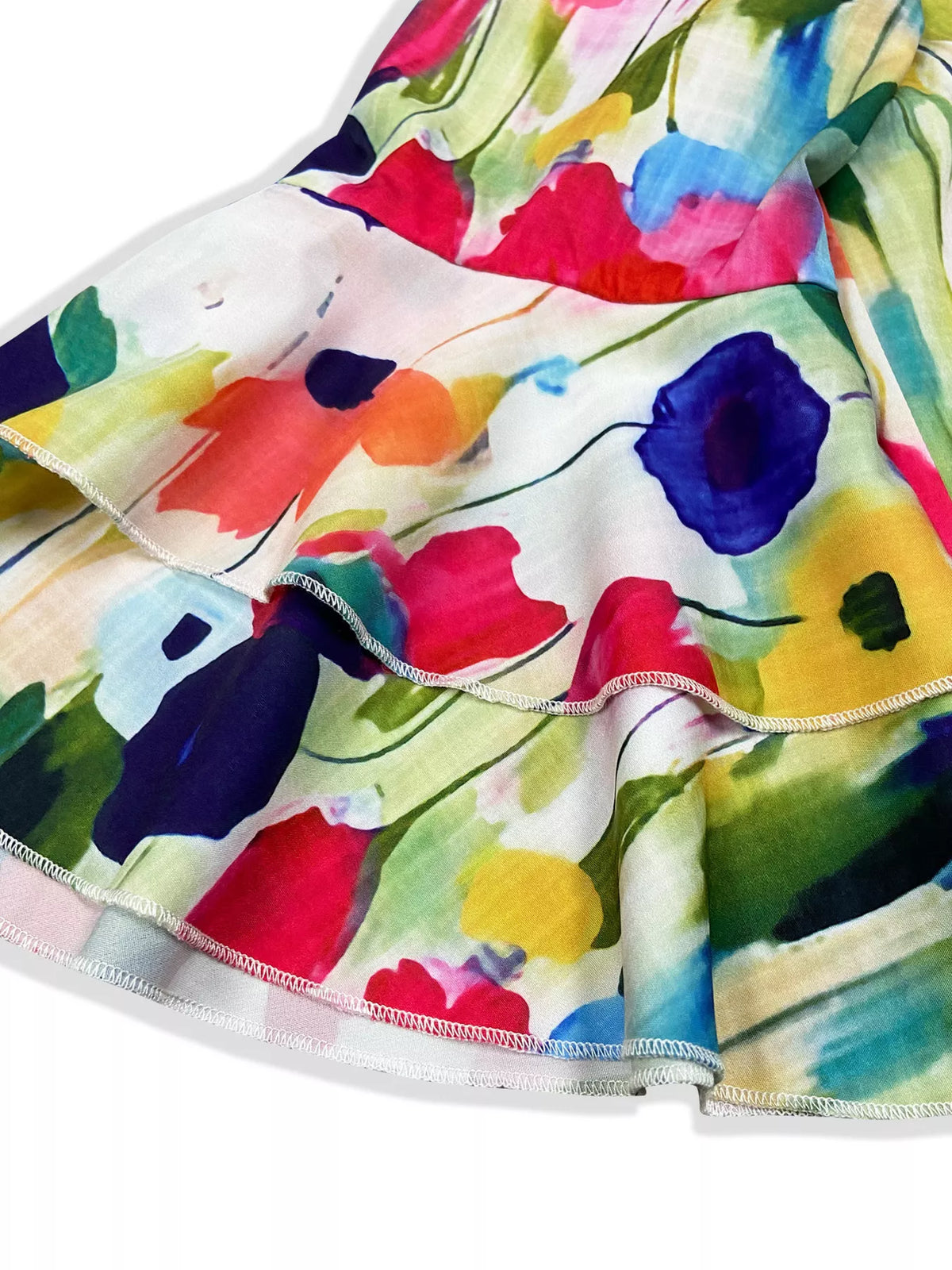 Floral Print Tiered Ruffle Sleeve Casual Mini Dress - Multicolor - View 2