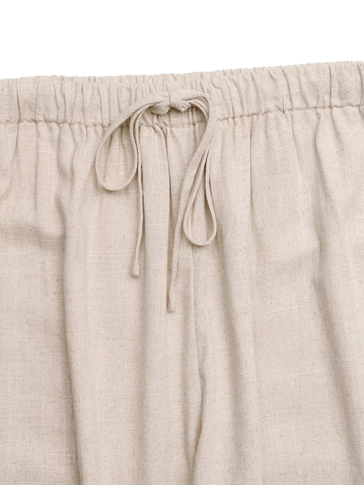 Drawstring Wide Leg Pants - Khaki - View 8