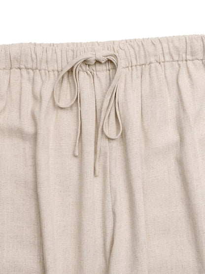 Drawstring Wide Leg Pants - Khaki - View 8