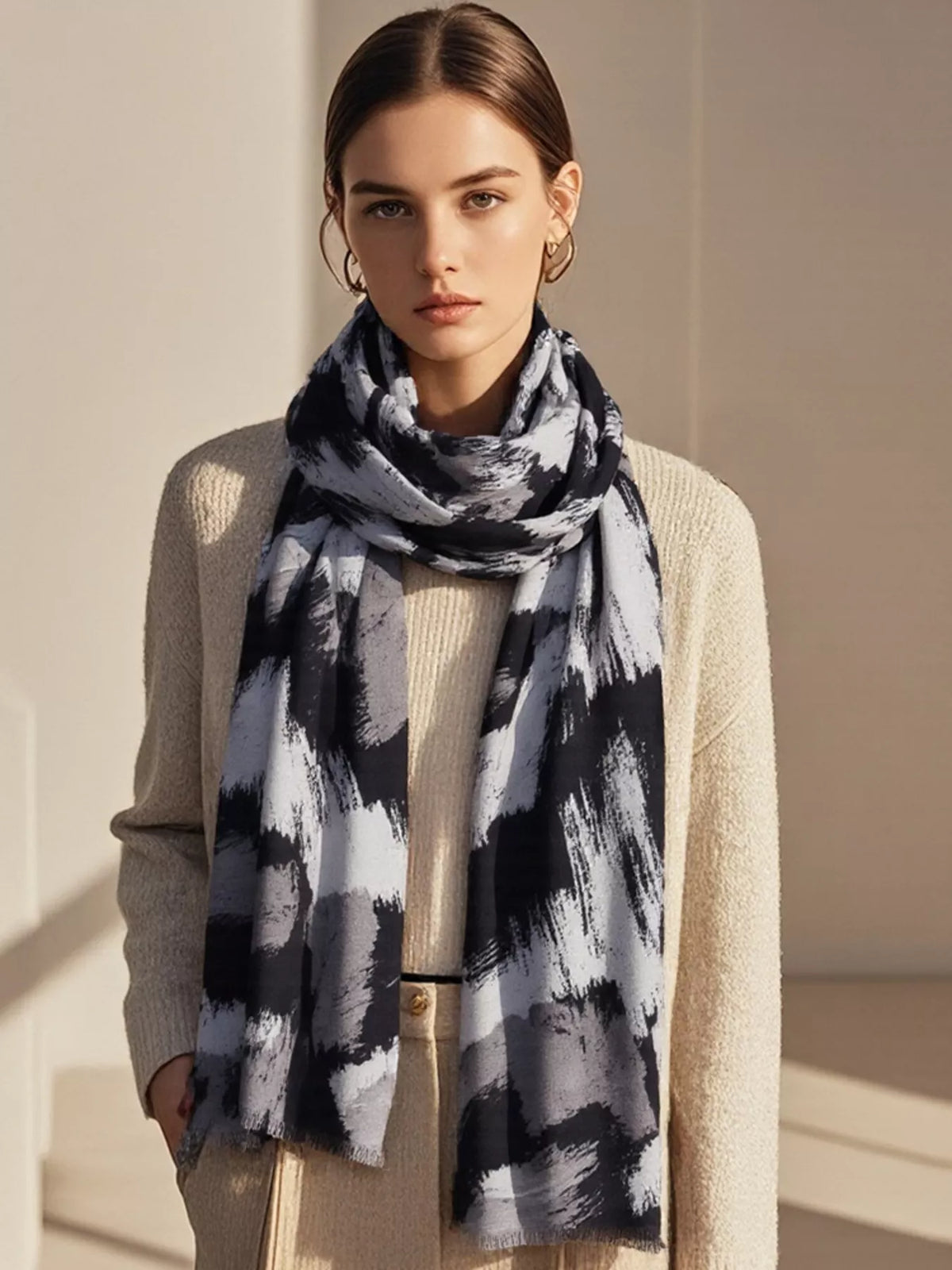 Abstract Print Soft Lightweight Scarf