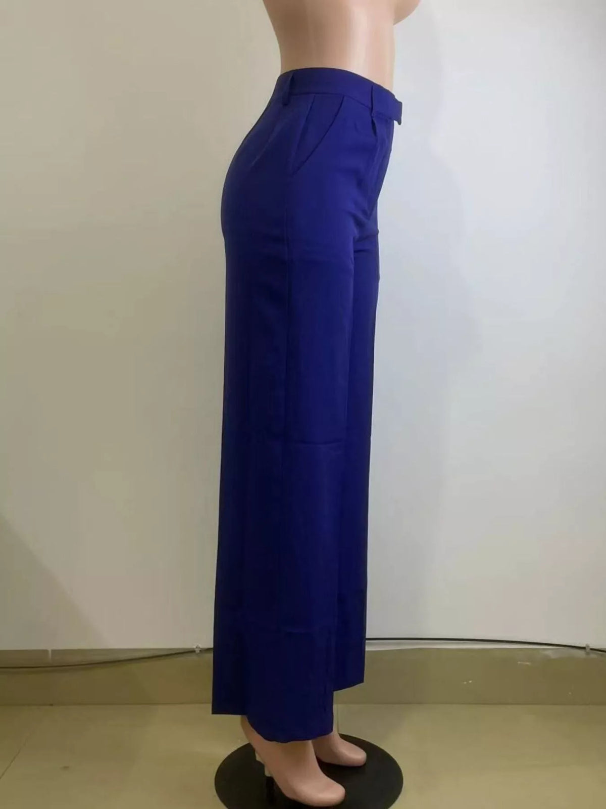 High-Waisted Wide-Leg Pants - Dark Blue - View 9