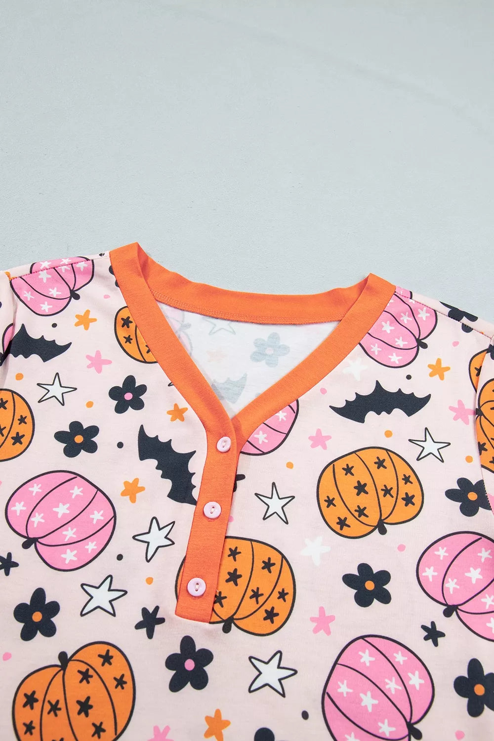 Halloween Pumpkin Print Long Sleeve Home Wear Lounge Set - Dusty Pink - View 8