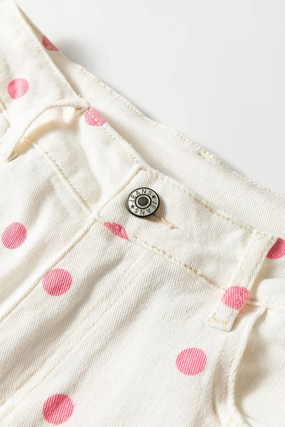 Polka Dot Wide-Leg Jeans - Blush Pink - View 10