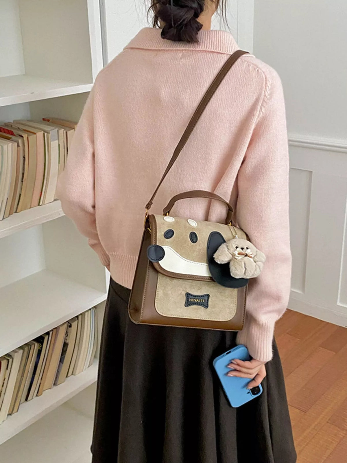 Color Block Backpack Bag - Khaki - View 4