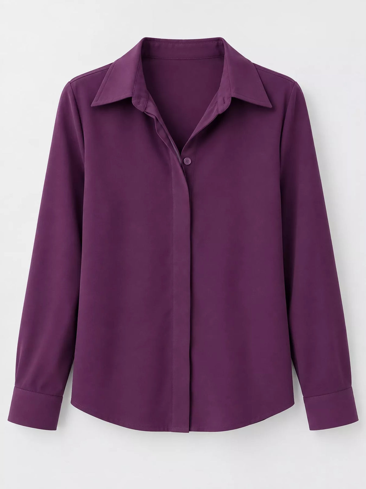 Button Up Long-Sleeve Shirt - Purple - View 94
